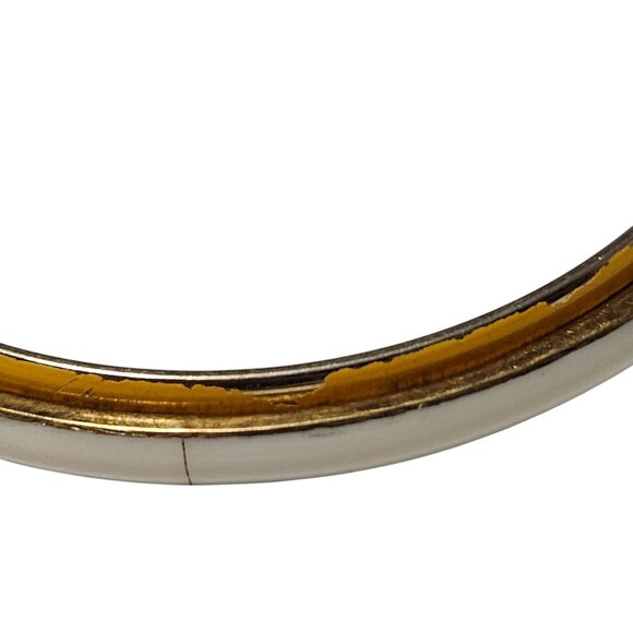 Vintage Gold White Metal Bangles Set Of 2 Classic Minimalist Fashion Jewelry - Picture 2 of 5